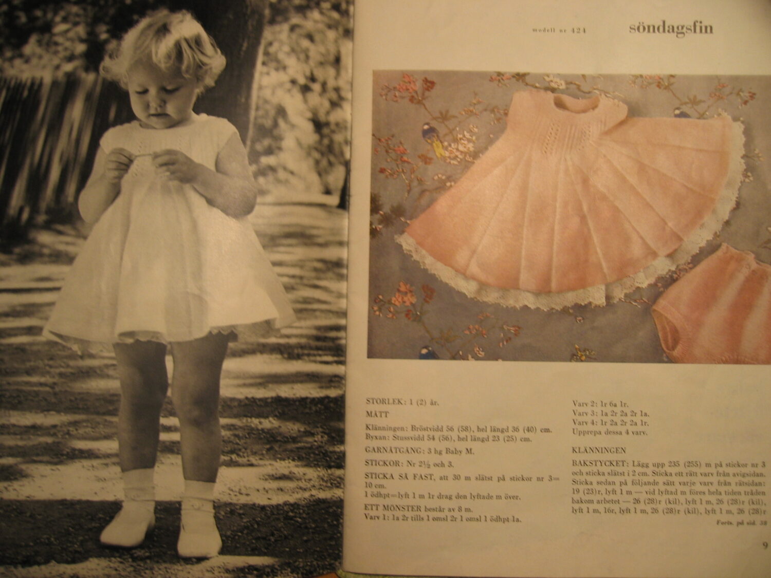 Sundays finest knitted dress for a girl of 1 years old from vintage Marks catalog