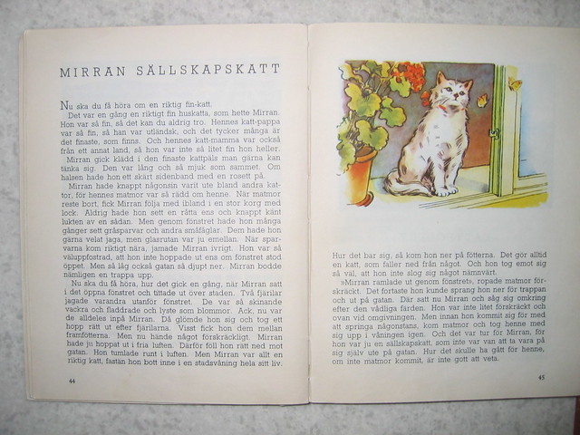 Pages from the book Den roliga boken- läsebok för folkskolan, a Swedish school book from about 1940