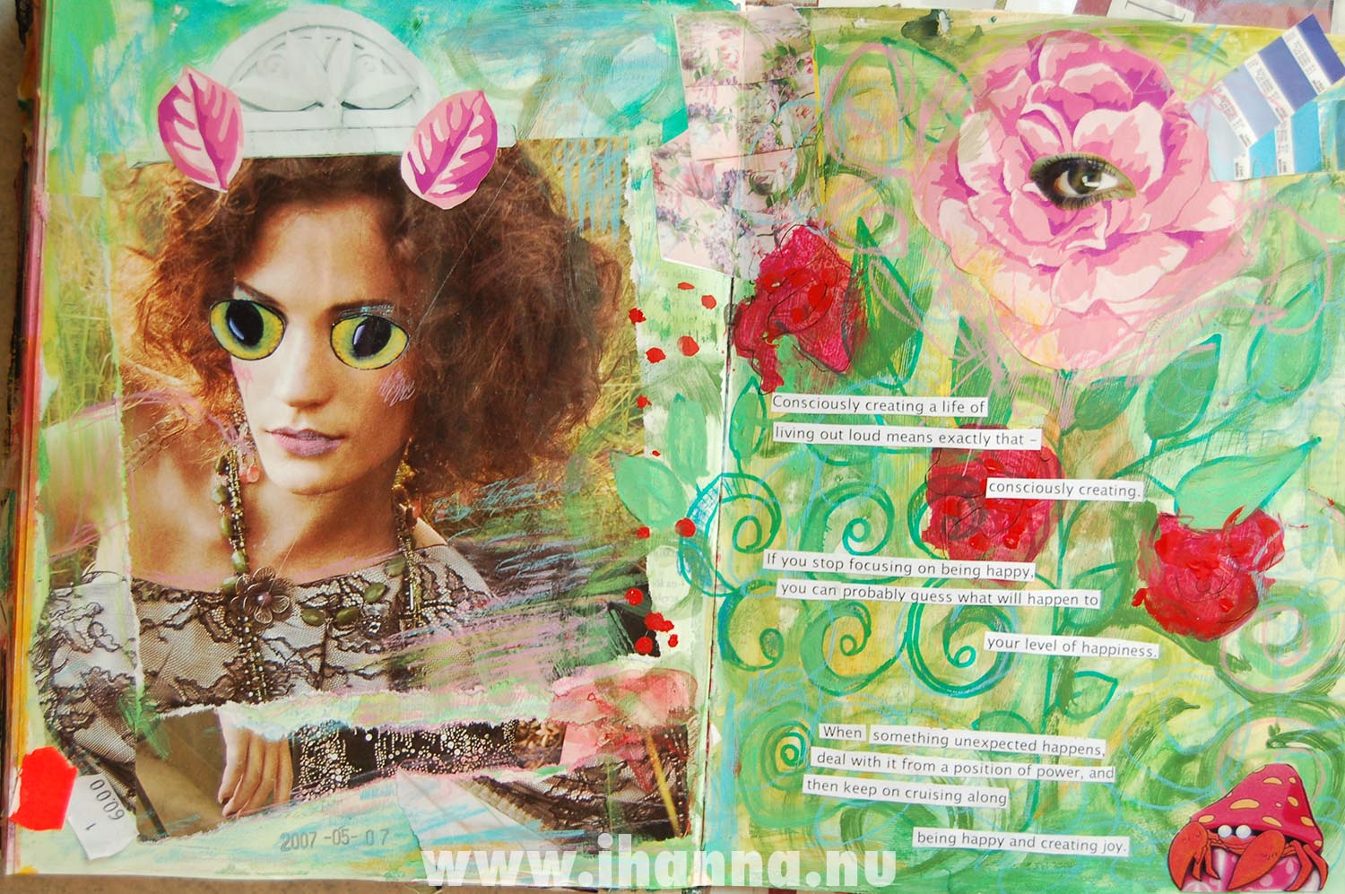 Art journal spread by iHanna: Living out  loud in 2007 (Copyright Hanna Andersson)