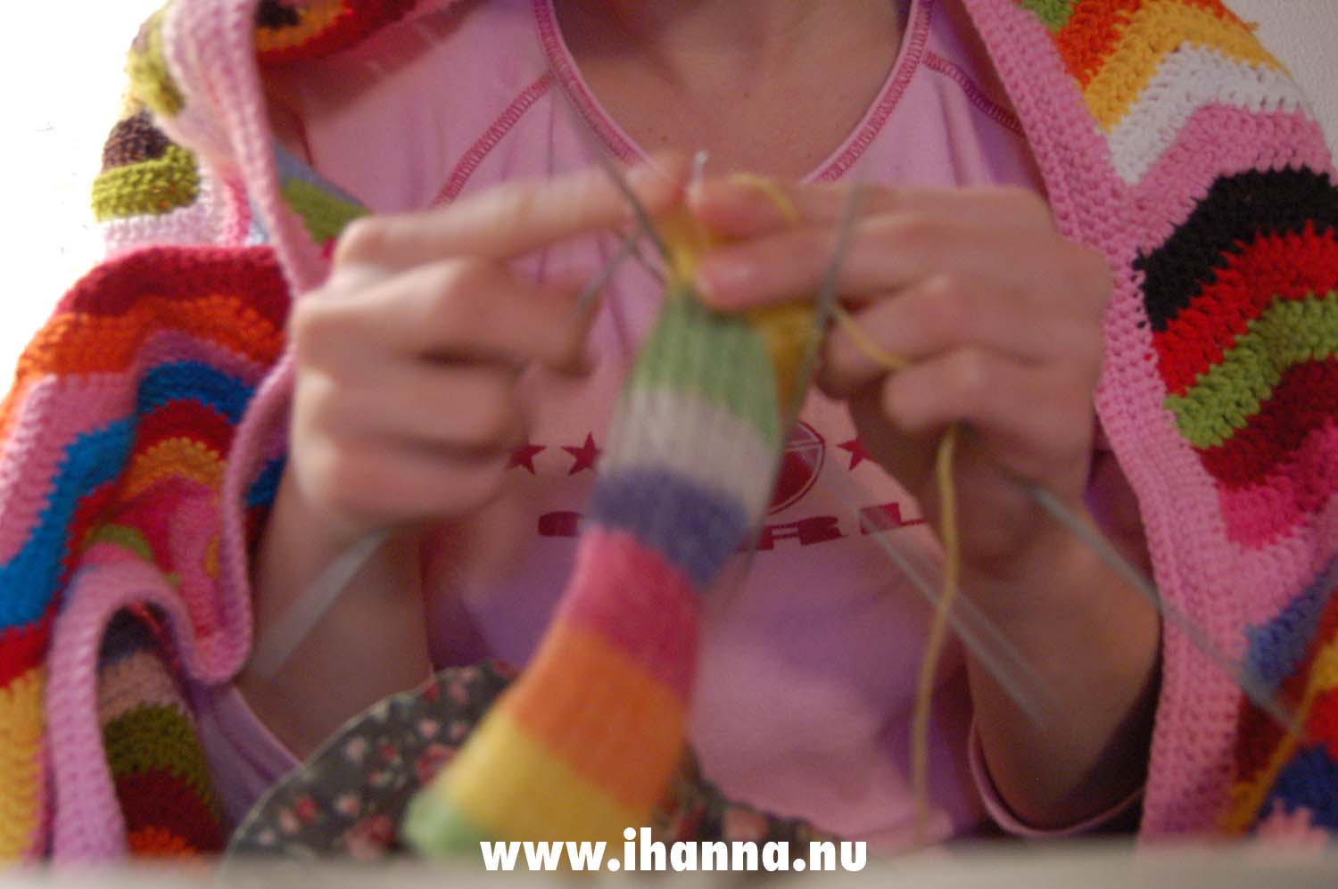 Knitting socks self portrait by iHanna (Copyright Hanna Andersson)