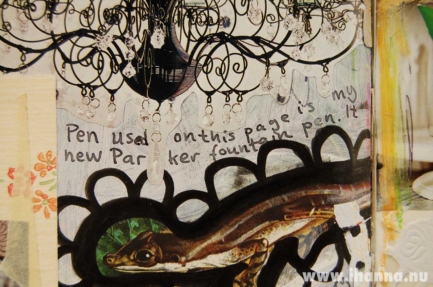 Art journal detail 2008 with writing using new Parker pen (Photo Copyright Hanna Andersson)