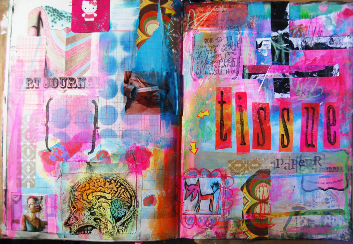 Tissue paper crusade Art Journal spread by iHanna (Copyright Hanna Andersson)