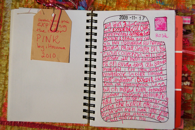 Collecting colors of pink in a little cute sketchbook by iHanna (Photo copyright Hanna Andersson)