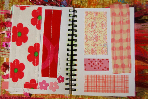 Collecting fabric swatches and colors of pink in a sketchbook by iHanna (Photo copyright Hanna Andersson)