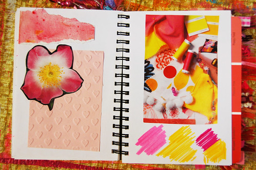 Pink Notebook: testing out the combination of pink and yellow with magazine images