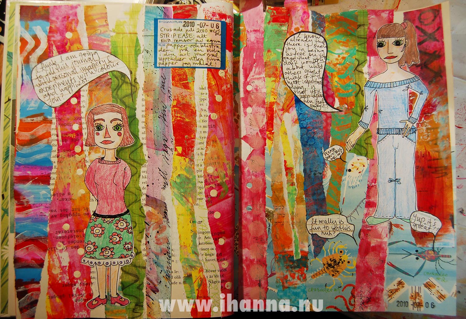 Strip Ease finished Art Journal Spread by iHanna (Copyright Hanna Andersson)