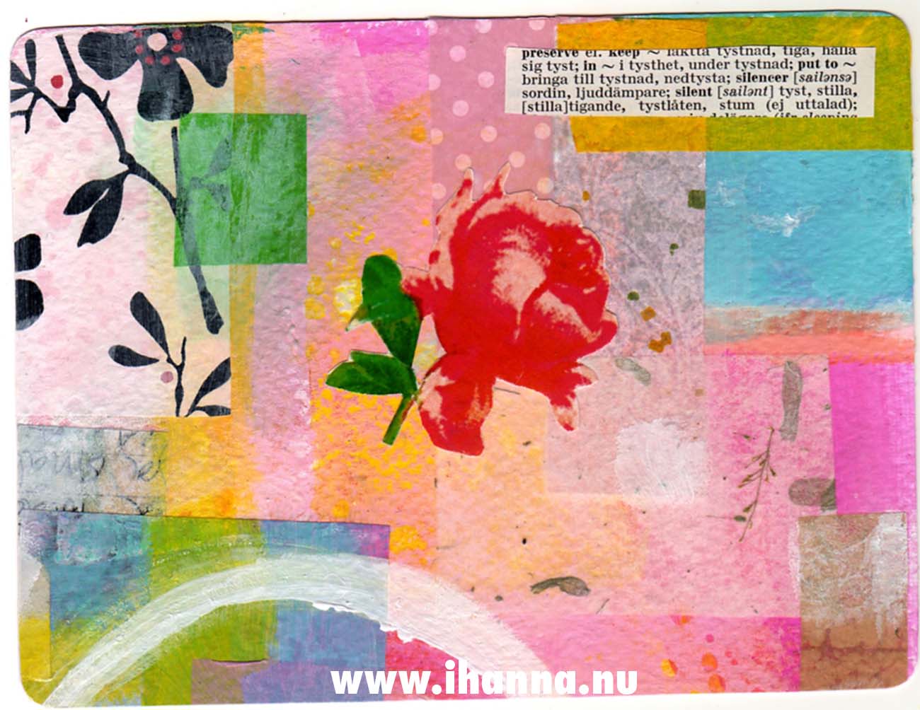 Painted Mixed Media DIY Painted Postcard no 12 Preserve and Keep made by iHanna 2013 for the DIY Postcard Swap (Copyright Hanna Andersson)