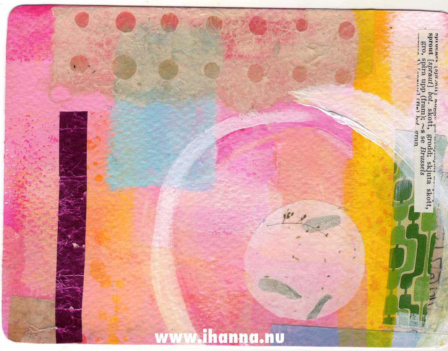 Painted Mixed Media DIY Painted Postcard no 10 Sprout made by iHanna 2013 for the DIY Postcard Swap (Copyright Hanna Andersson)