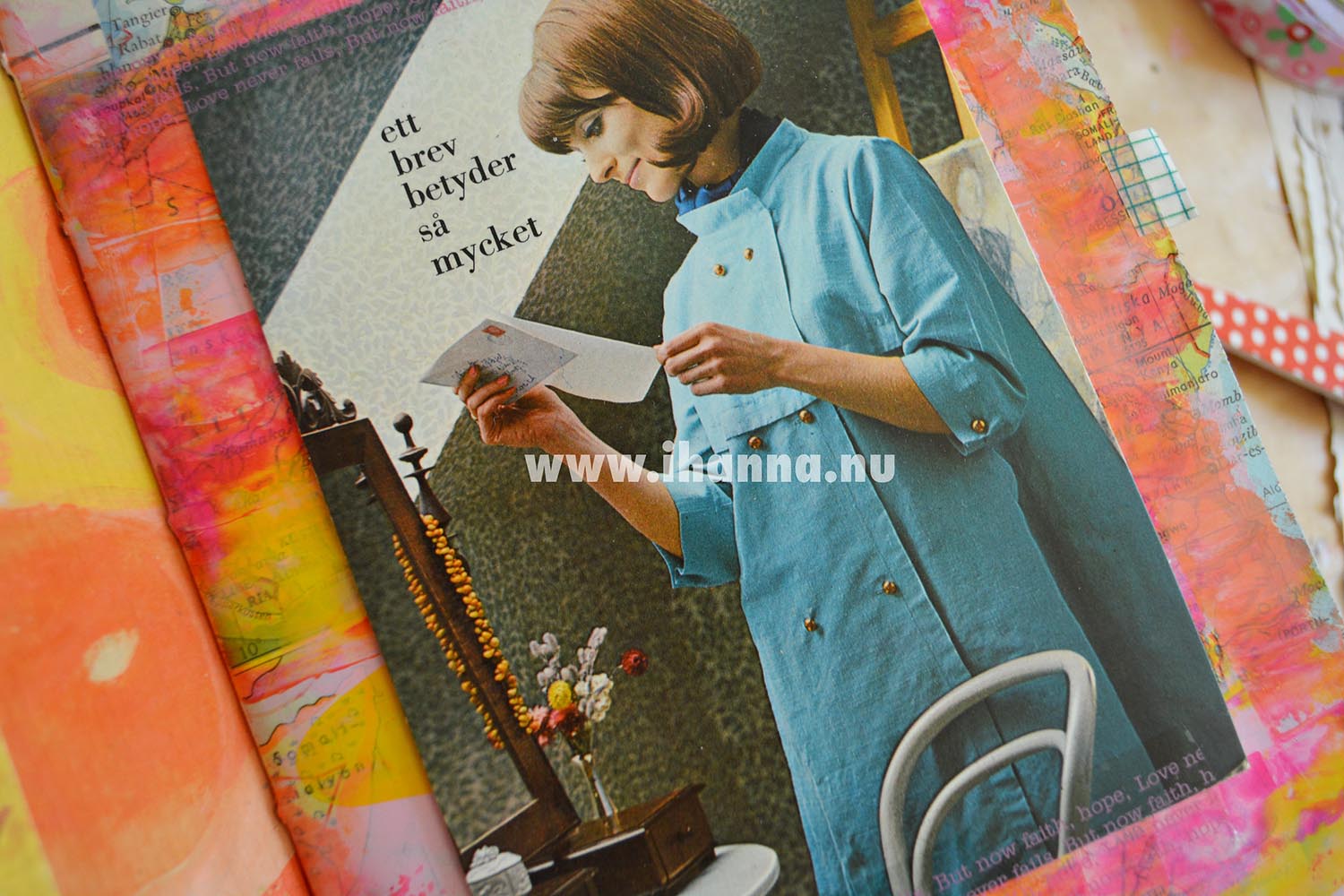 Art Journal detail of swedish postcard (Copyright Hanna Andersson)