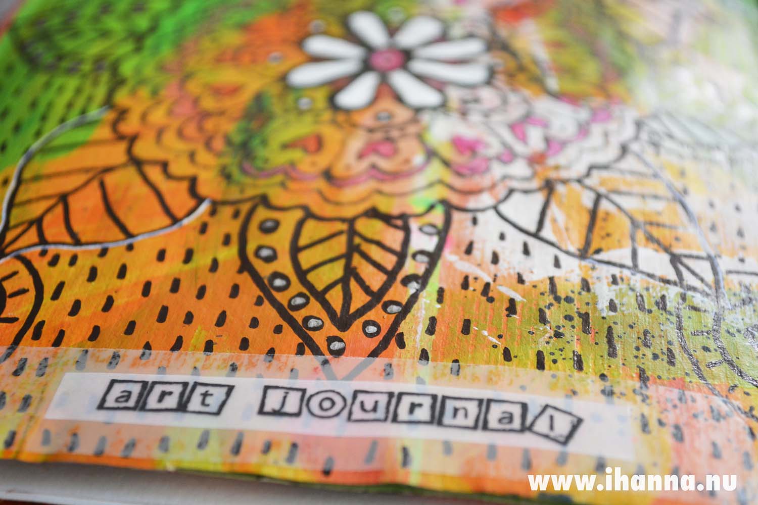 Art journal detail by iHanna: Doodles and words on vellum taped in (Copyright Hanna Andersson)