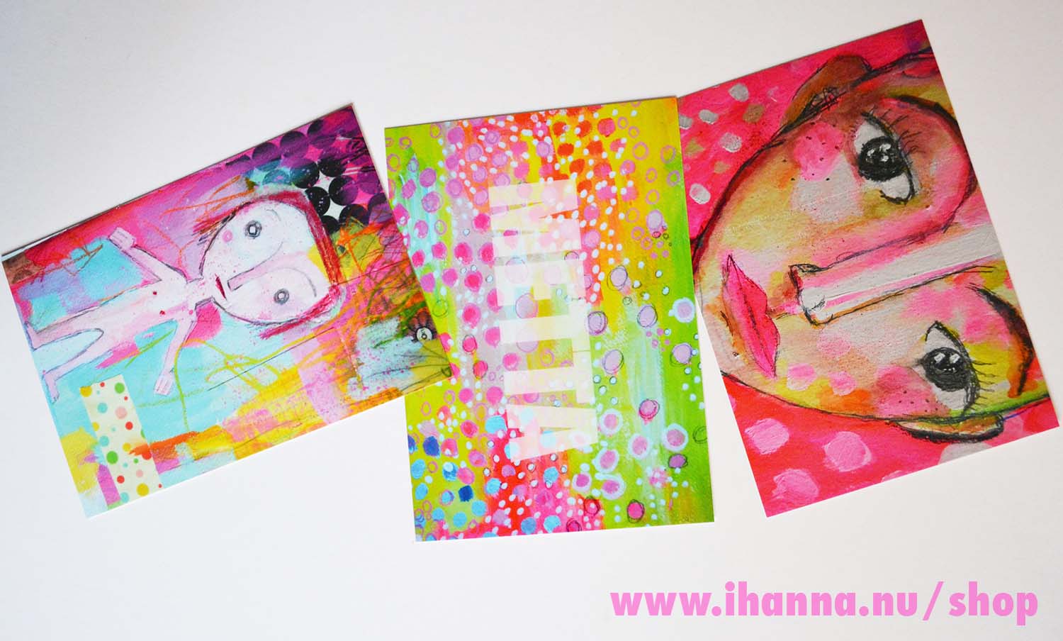 Printed postcards from iHanna's Art Journal pages  (Copyright Hanna Andersson)