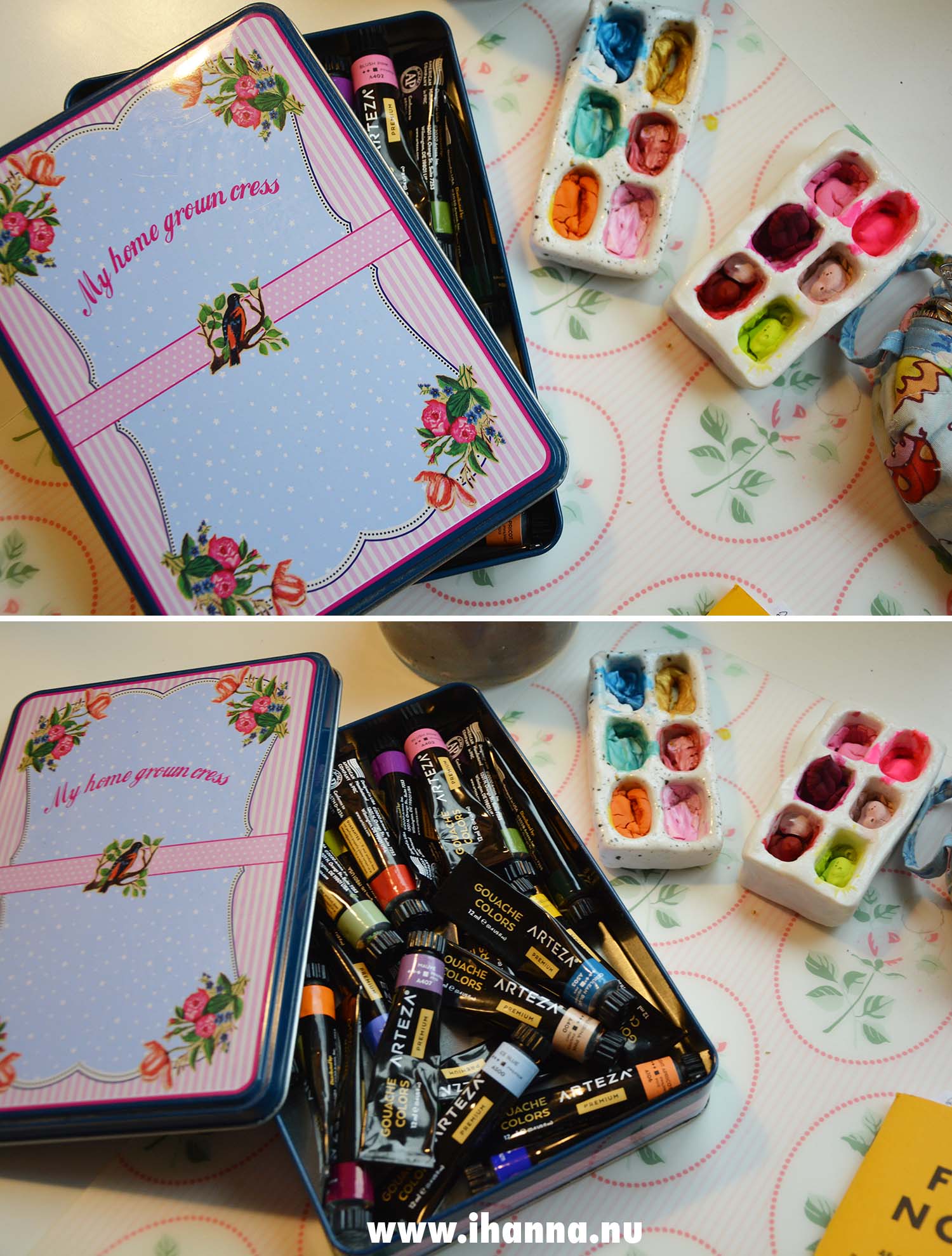 Metallic tin with gouache colors from Arteza inside (Photo copyright Hanna Andersson)