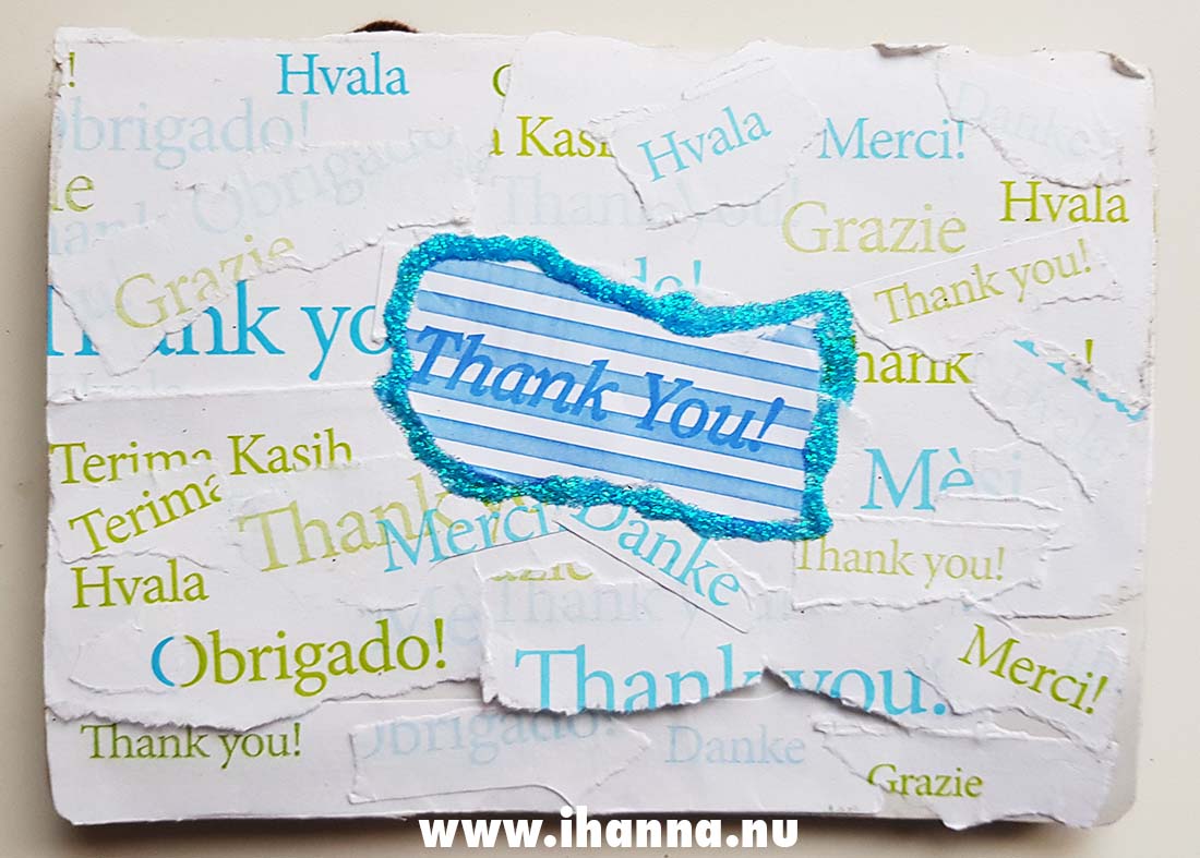 A fun DIY Greeting Card with Thank you made by Karen of HappyHour Kitty Art