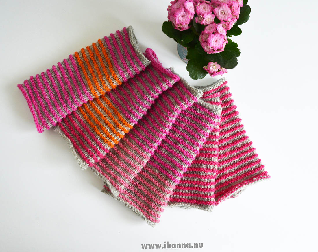 Three pairs of Wrist Warmers knitted by iHanna