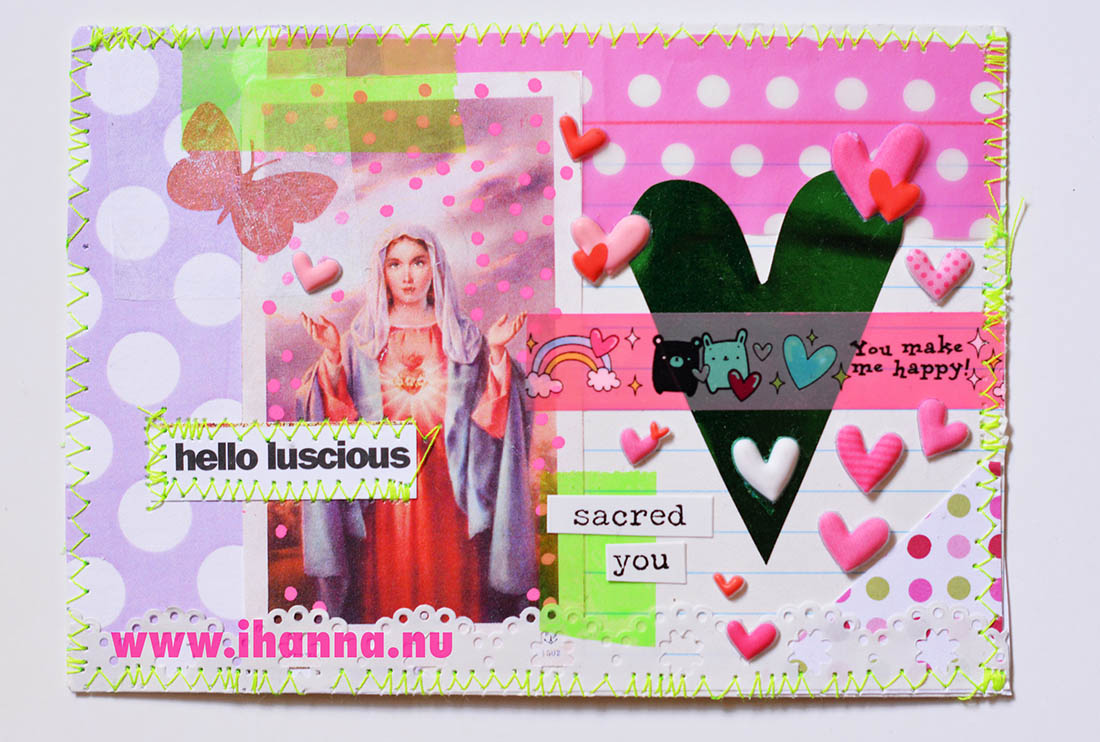 Index Card Postcard with zig-zag sewn edge by iHanna