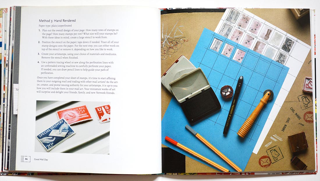 From the book Good Mail Day book: Make your own faux postal stamps for mail art