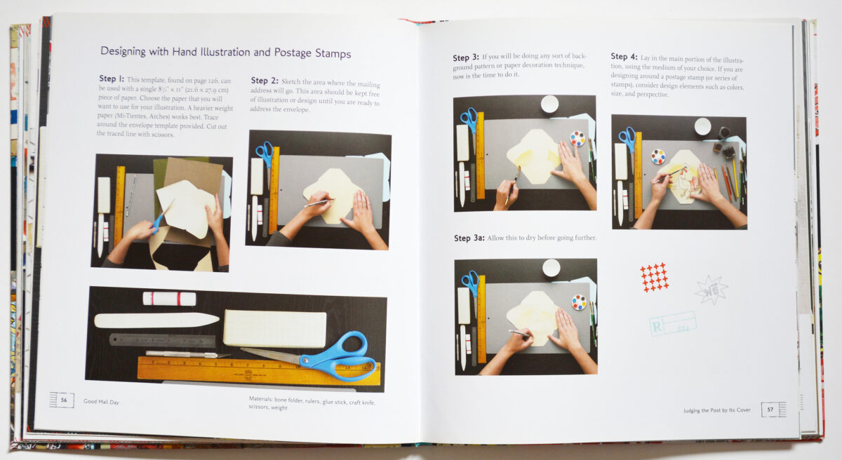 From the book Good Mail Day book: Design your own postage stamps