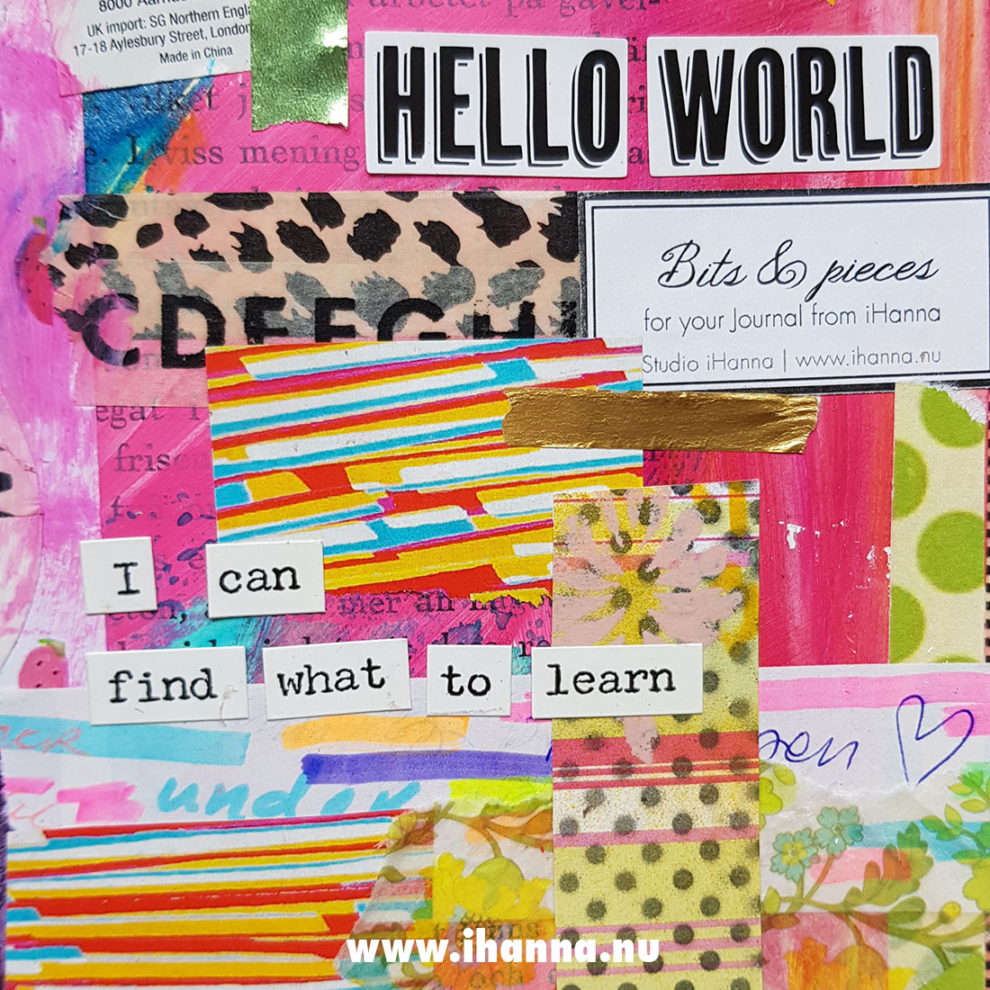 Art Journal your trash detail of a page with word stickers (Photo copyright Hanna Andersson)