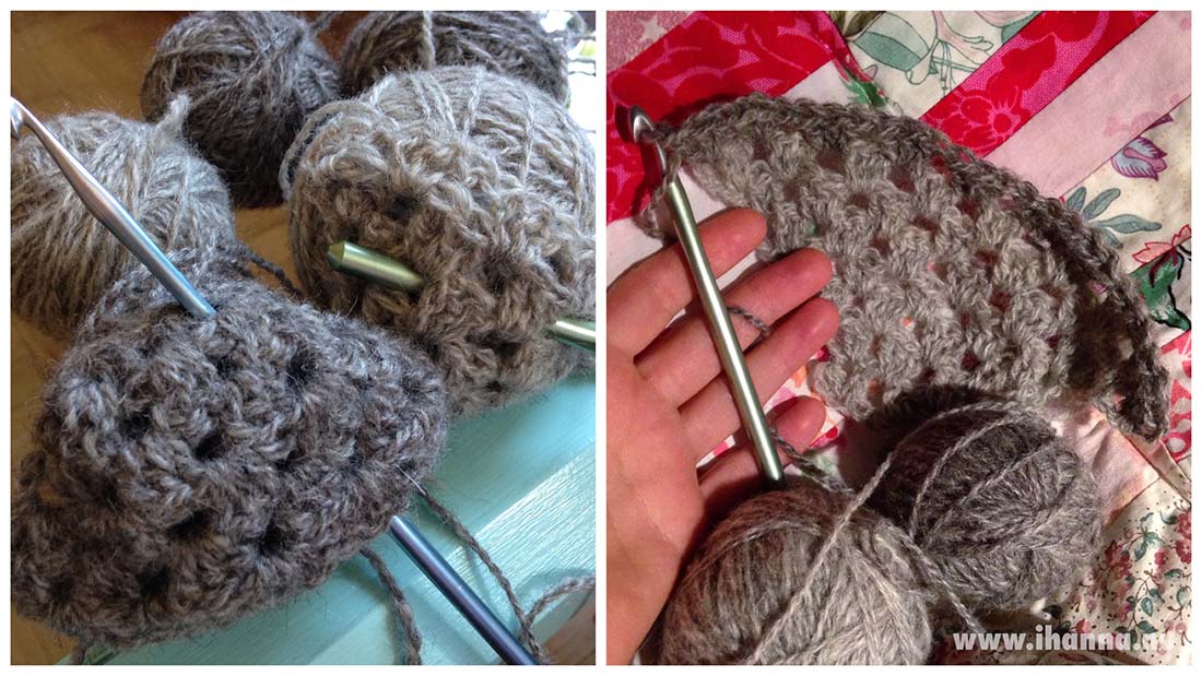 Crocheting the iHanna's Gray Granny Square Shawl 2015