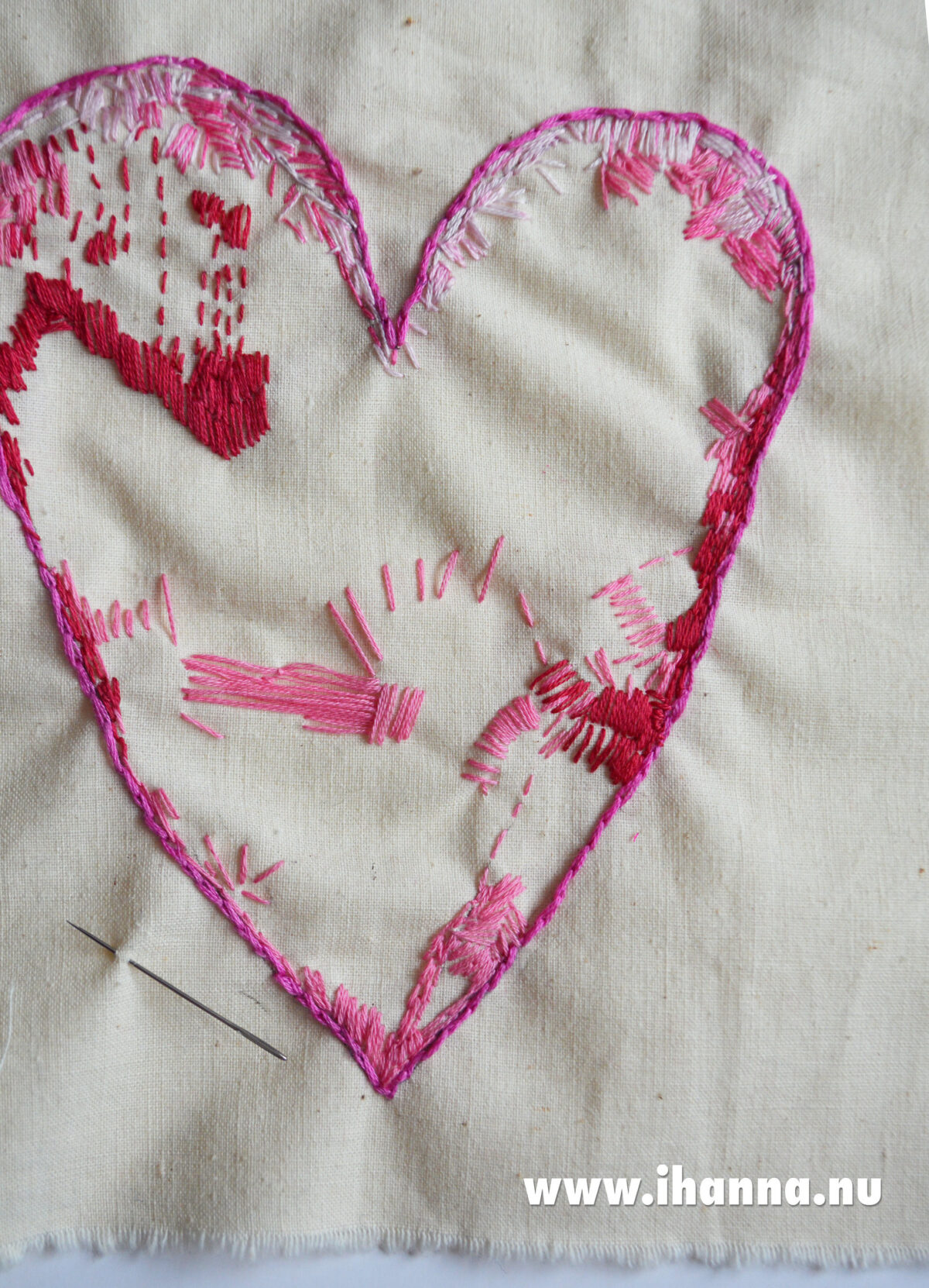 Start of a big Embroidered Heart by iHanna #embroidery #workshop