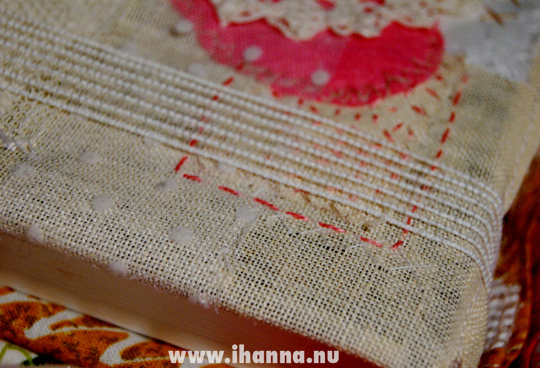 Heart and doily detail number two, of Fabric Lace Notebook cover made by iHanna, copyright Hanna Andersson