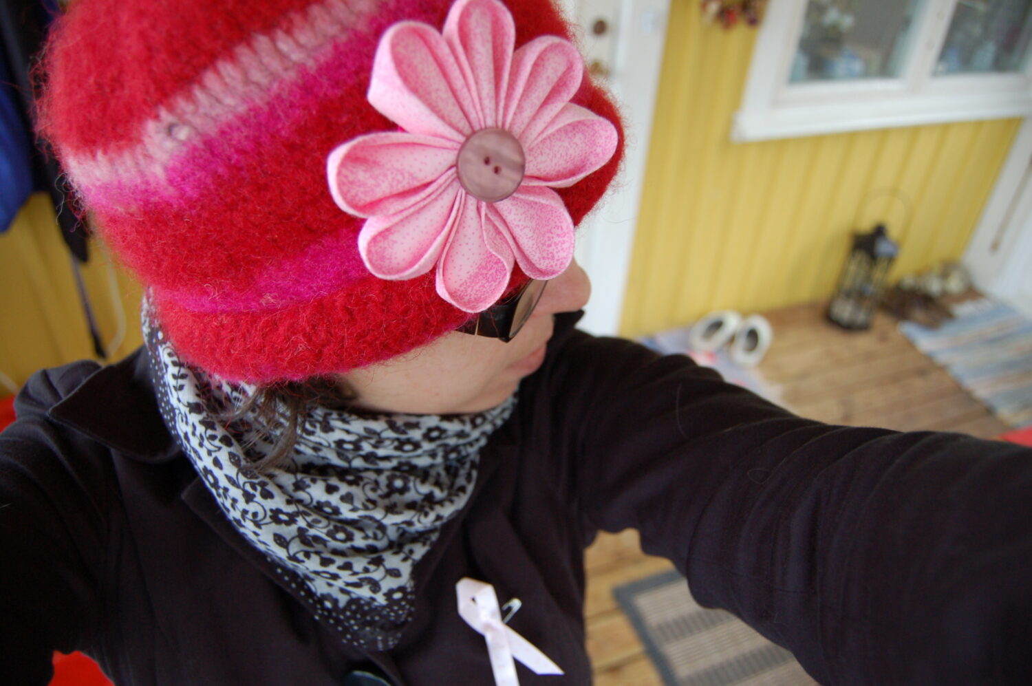 Me in my Kansazhi Crocheted Pink Hat (Copyright Hanna Andersson)