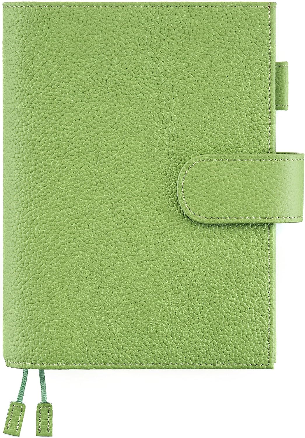 B6 Leather Planner Cover for Stalogy, Midori, Leuchtturm1917, and More - with Pen Loop, Card Slots, Back Pocket, and Bookmarks (Green)