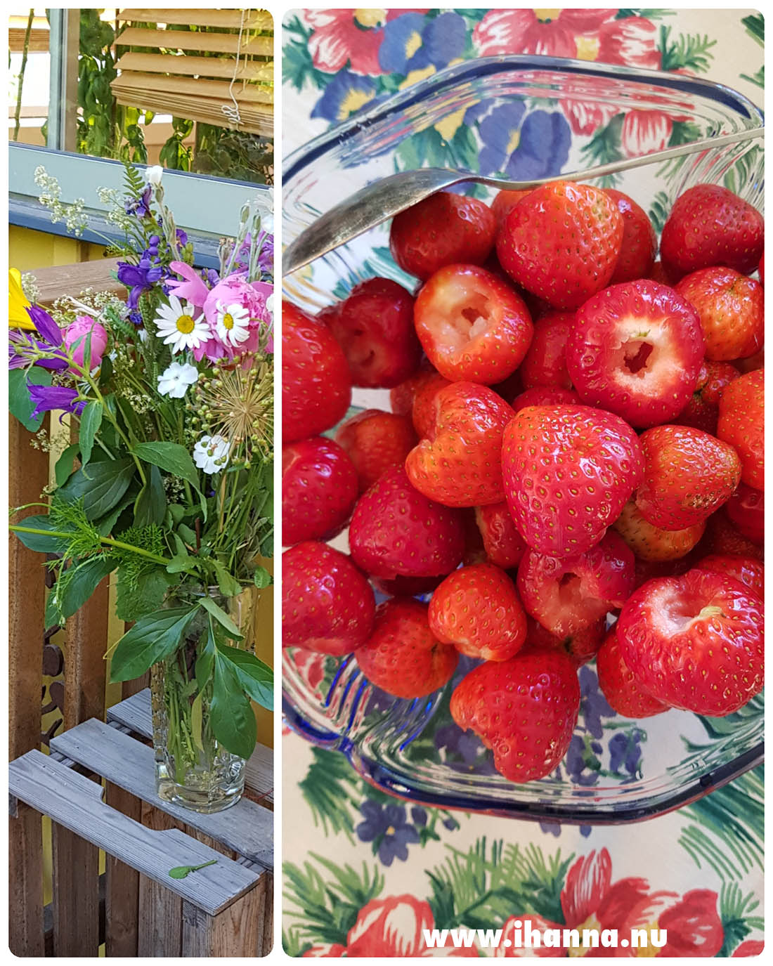 Midsummer bouquet and strawberries (Photo copyright Hanna Andersson)