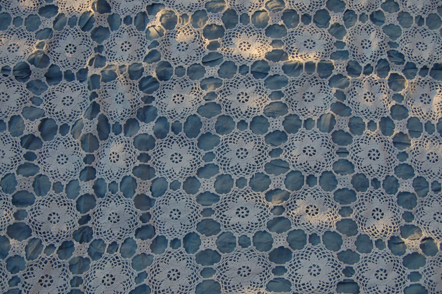 Crocheted bedspread close up found at a Flea market in Sweden (Photo copyright Hanna Andersson)