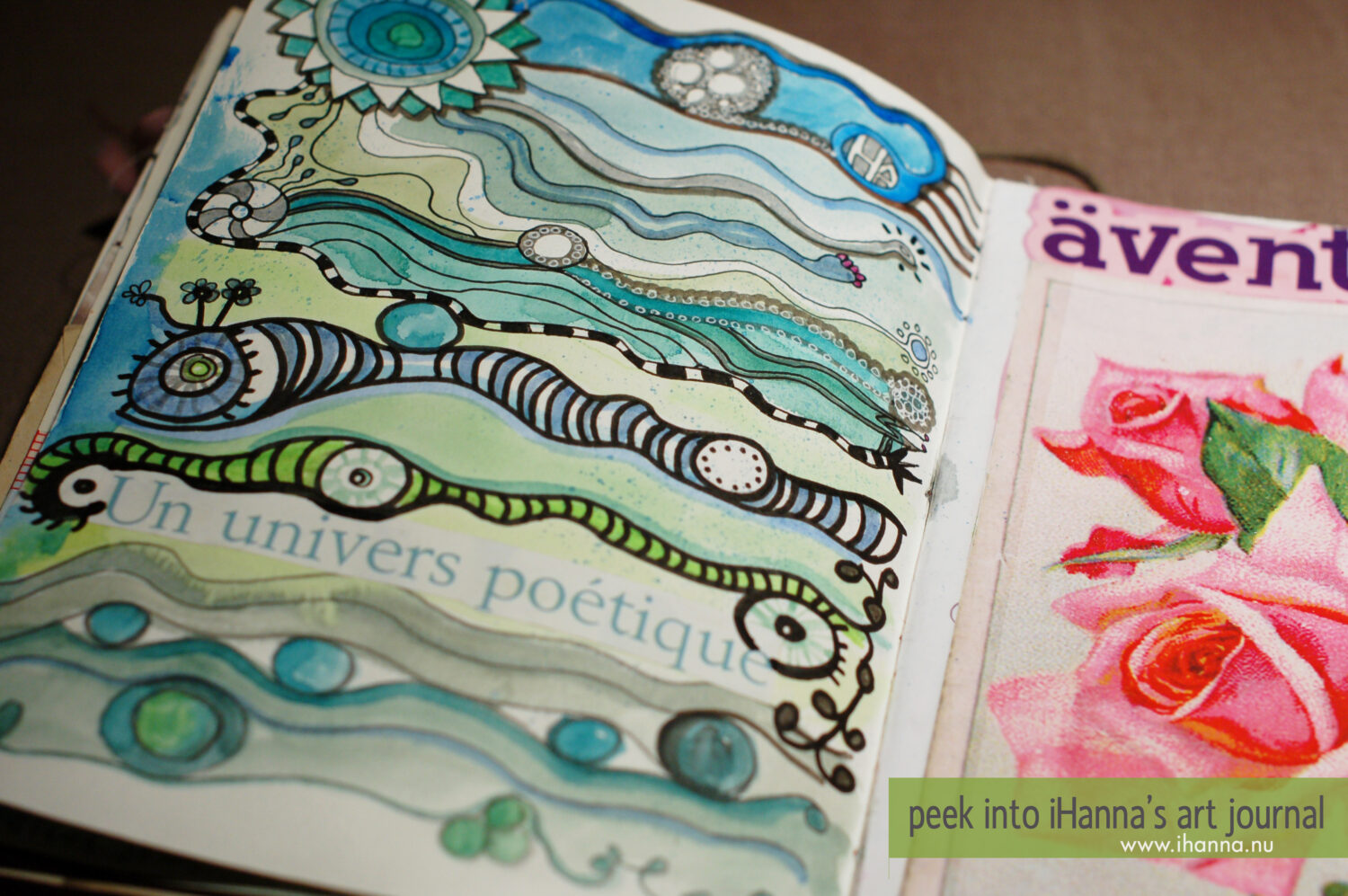 Un univers poétique art journal peek by iHanna (Copyright Hanna Andersson