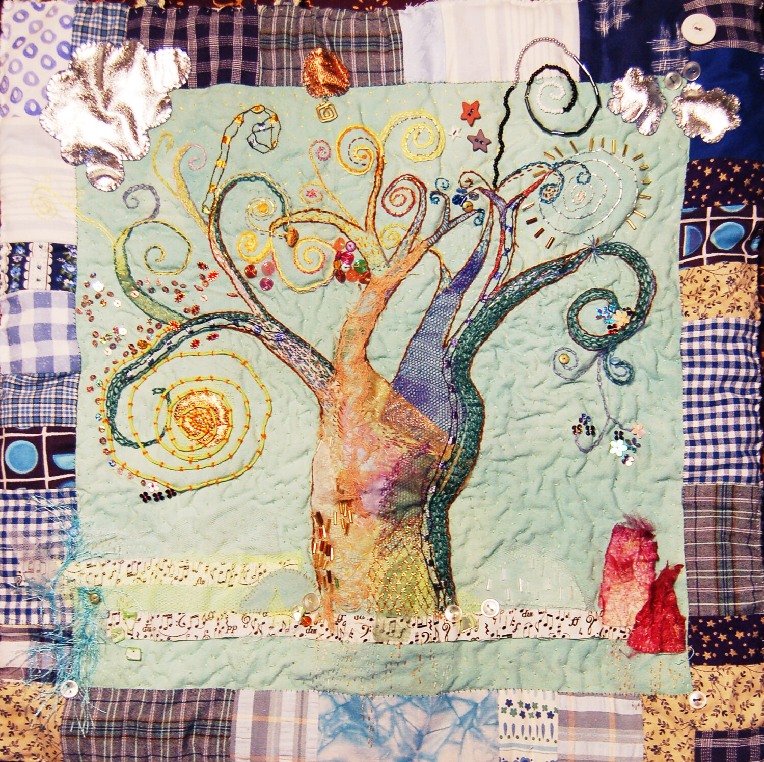 Dixieland Tree by iHanna - my first big mixed media free-form embroidery (Copyright Hanna Andersson)