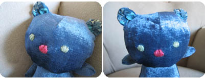 Japanese little blue teddy bear sewn by me (Photo copyright Hanna Andersson)