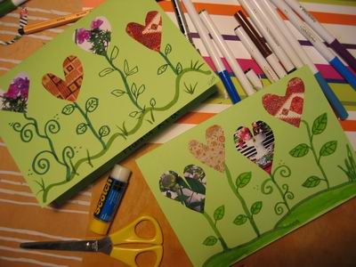 Heart flower greeting card