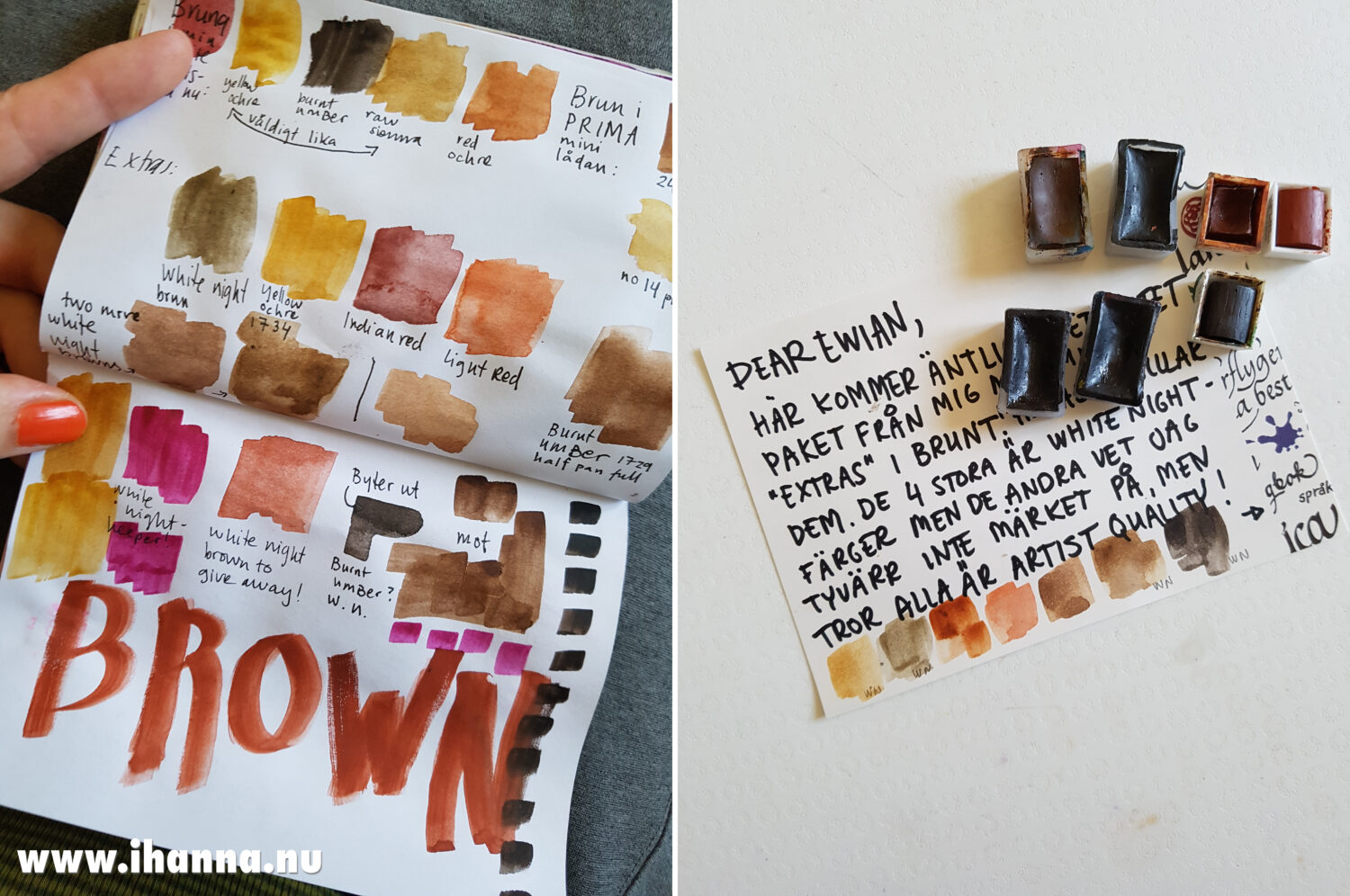 Brown Watercolor Swap : brown watercolors I don't need - How to swap online tutorial by iHanna (Photo copyright Hanna Andersson)