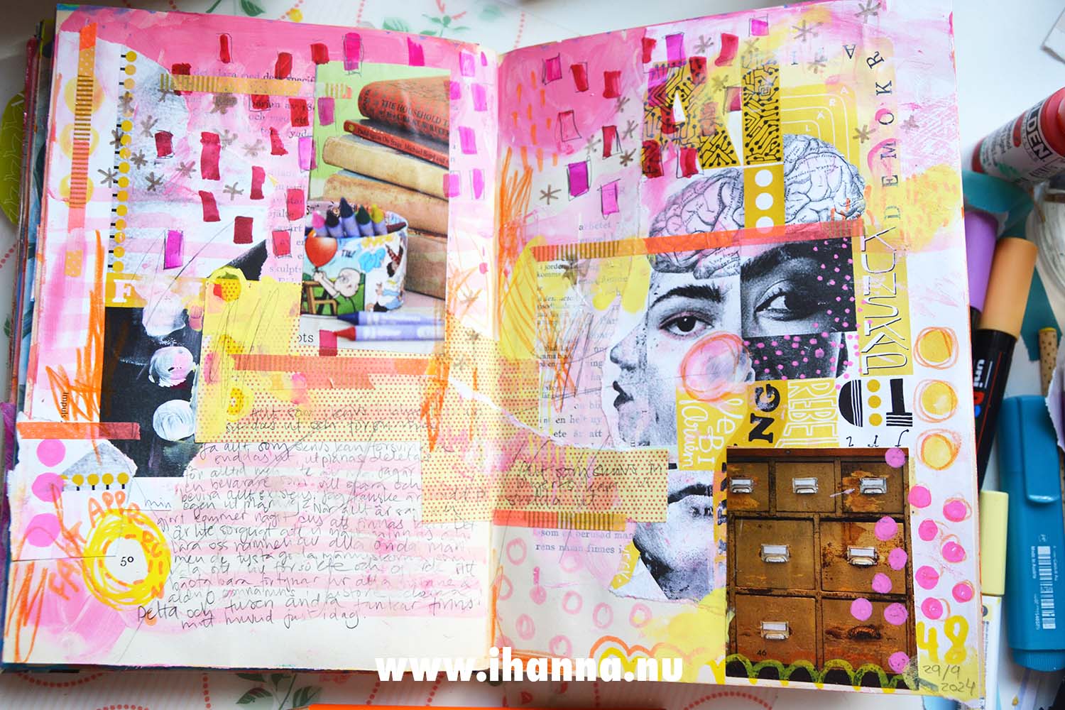 Showing all my crazy art journal spread by iHanna (Copyright Hanna Andersson)