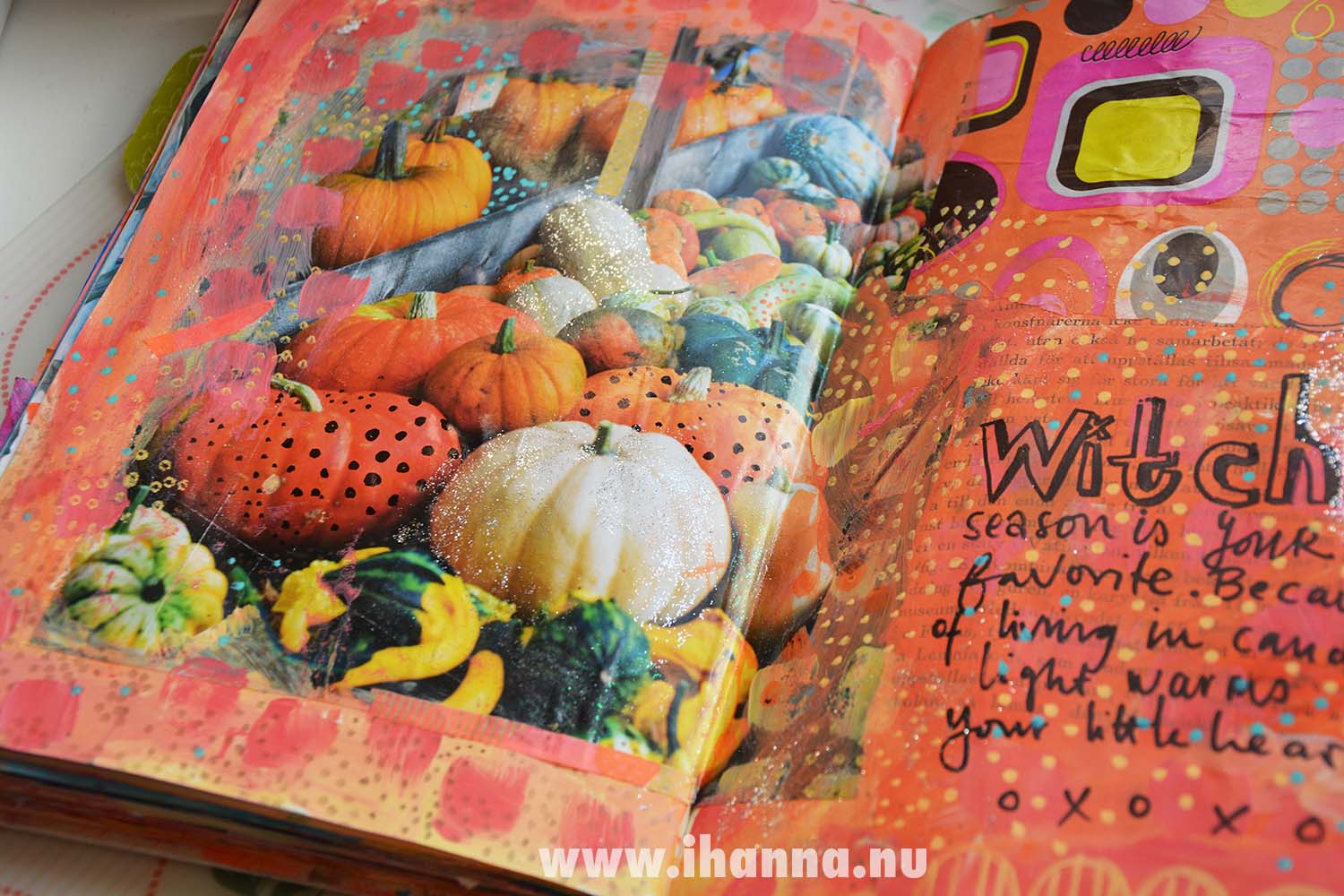 Adding to this Halloween page included in altered book Art Journal by iHanna (Copyright Hanna Andersson)