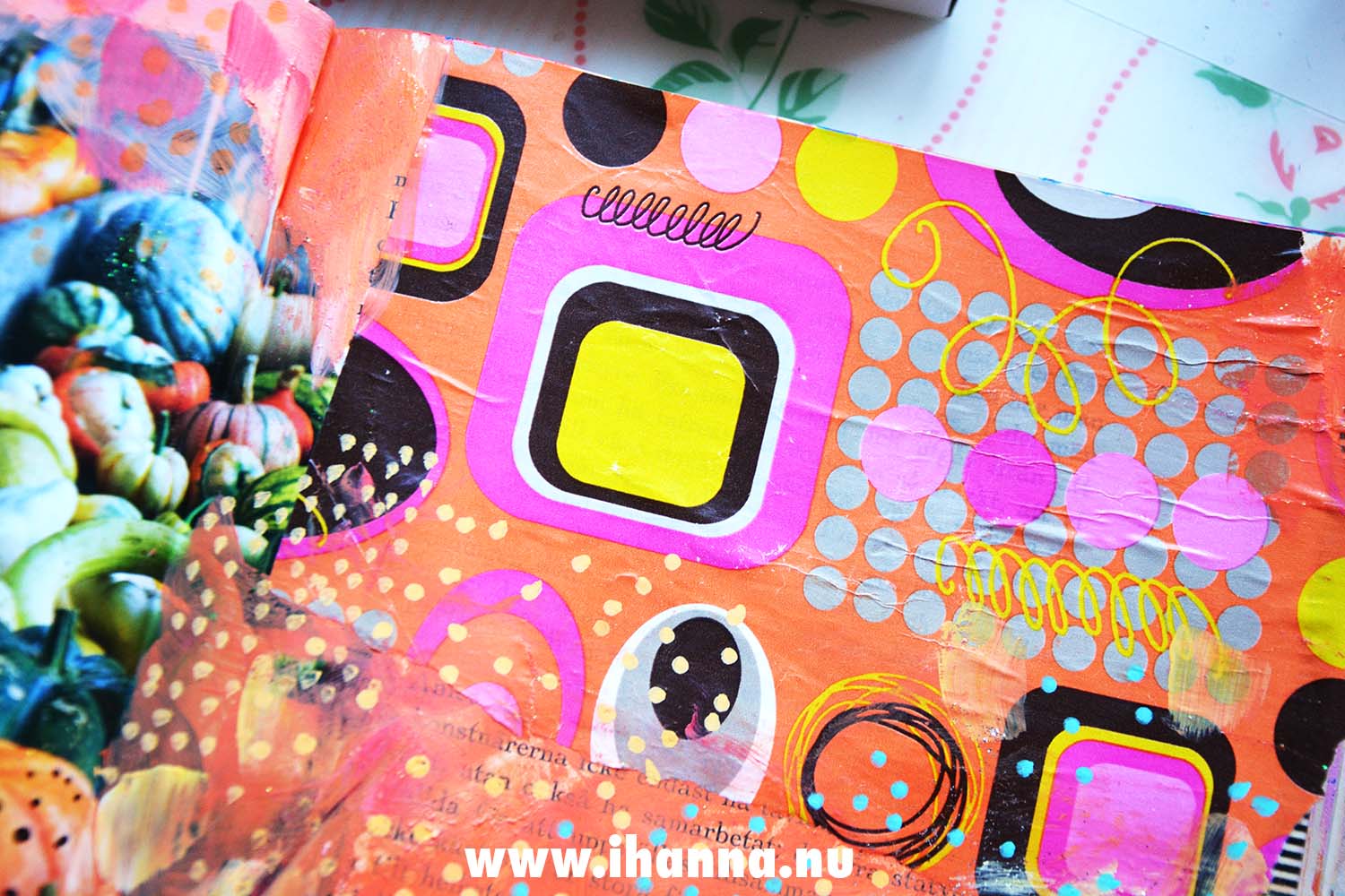 1950 style wrapping paper included in this Art Journal Journey by iHanna