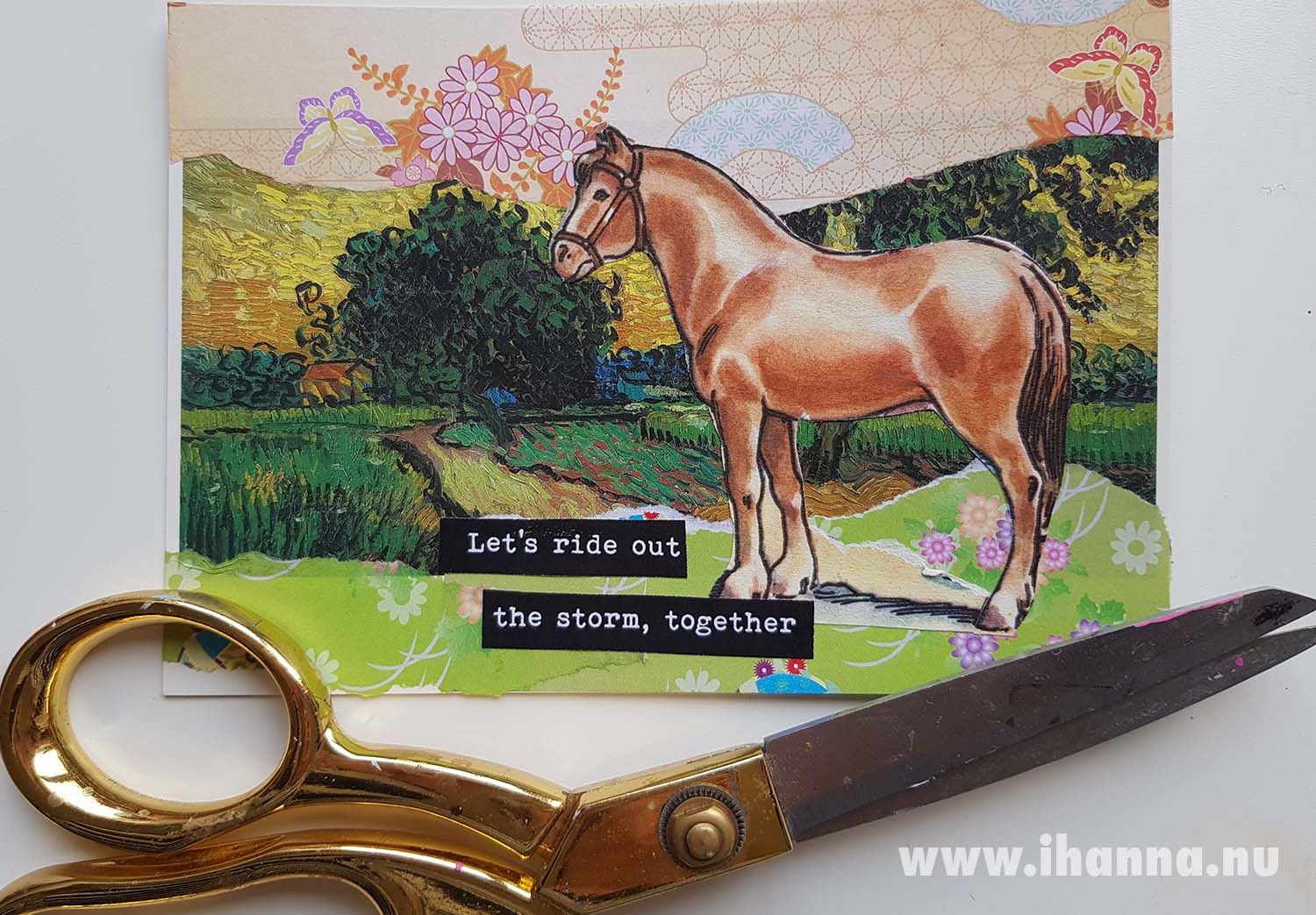 Horse friend - Altered DIY Postcard collage by iHanna (Copyright Hanna Andersson)