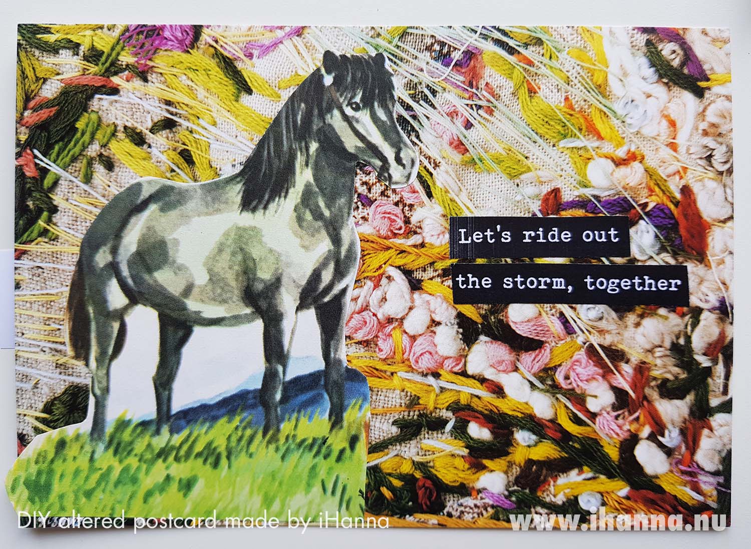 Riding friend - Altered DIY Postcard collage by iHanna (Copyright Hanna Andersson)