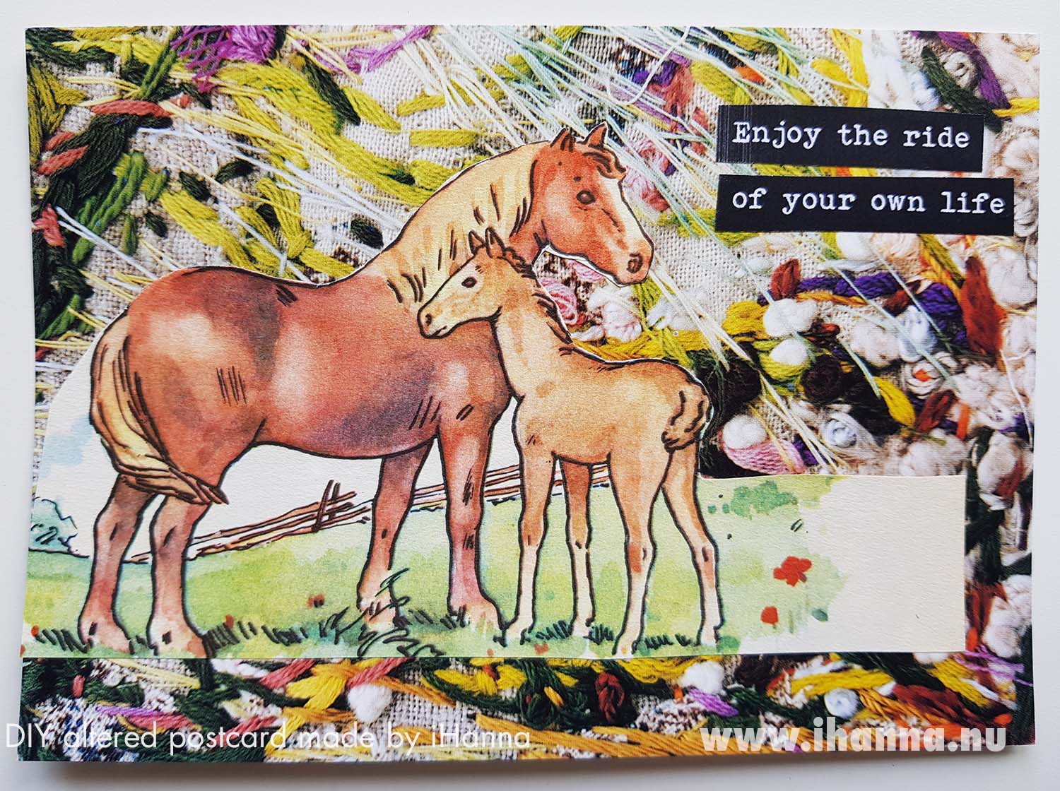 For a friend that likes horses - Altered DIY Postcard collage by iHanna (Copyright Hanna Andersson)