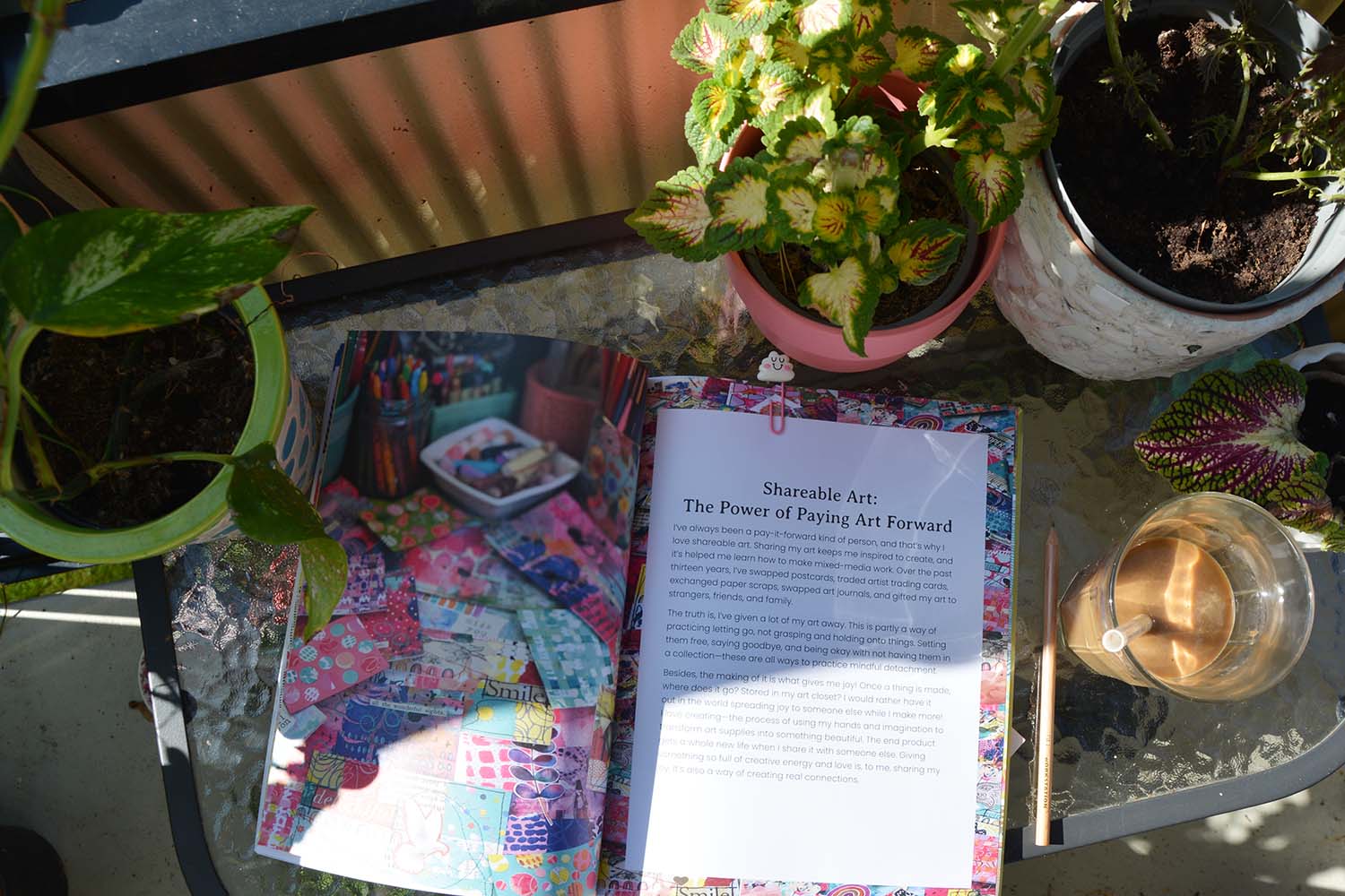 The book share the Joy by Sarah Gardner on my balcony this summer (Photo copyright Hanna Andersson)