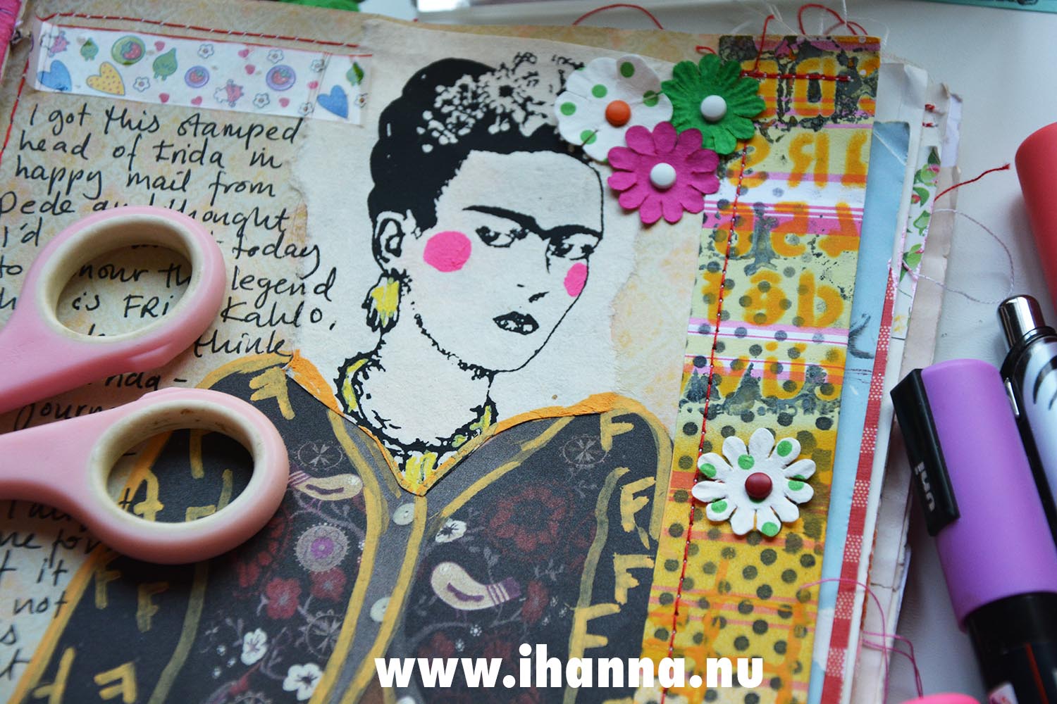 Frida Kahlo junk journal close up (Photo Copyright Hanna Andersson)