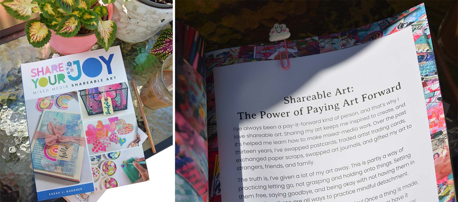 Reading the book Share Your Joy by Sarah Gardner on my balcony this summer (Photo copyright Hanna Andersson)